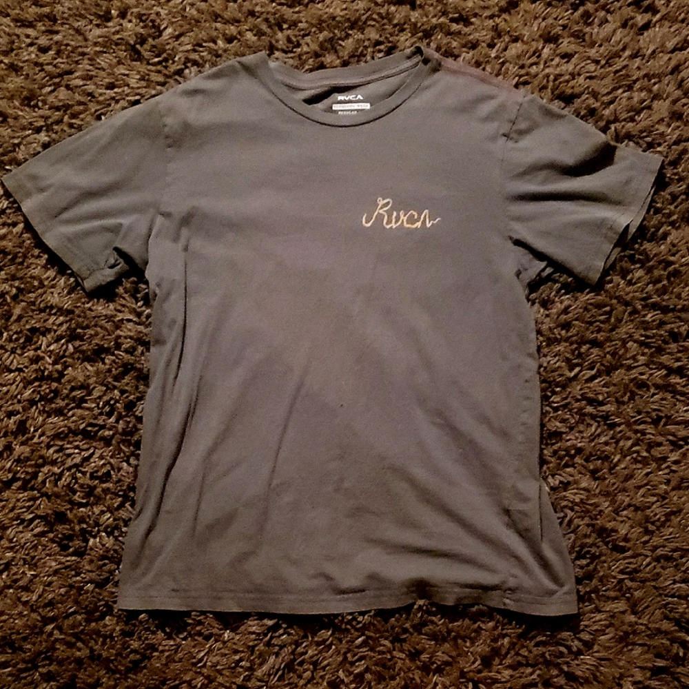 RVCA Men's Gray T-Shirt with Gold Logo
